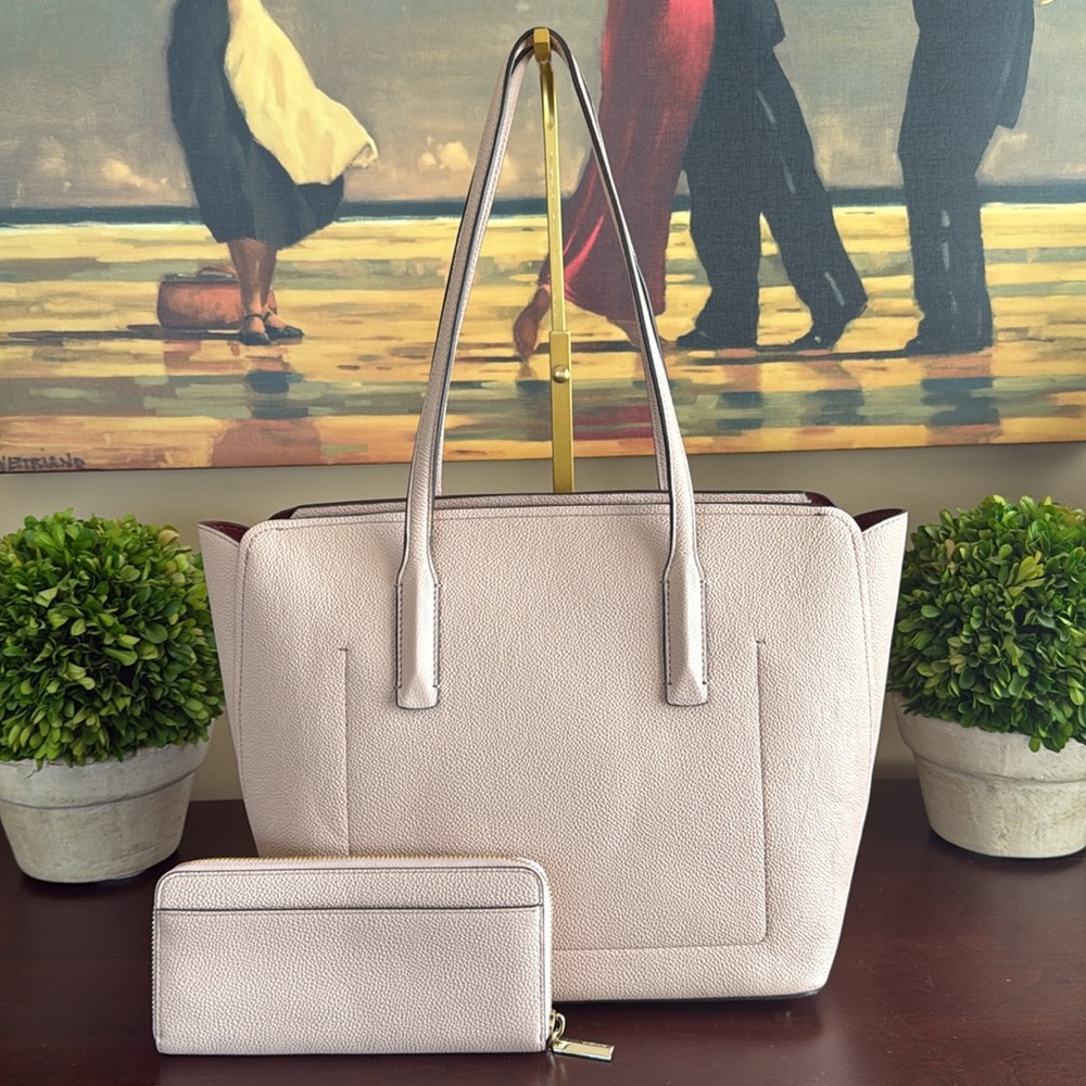 KATE SPADE ♠️ New York "Margaux" LIGHT PINK LEATHER TOTE BAG & WALLET SET🌟EUC🌟 - Picture 6 of 17